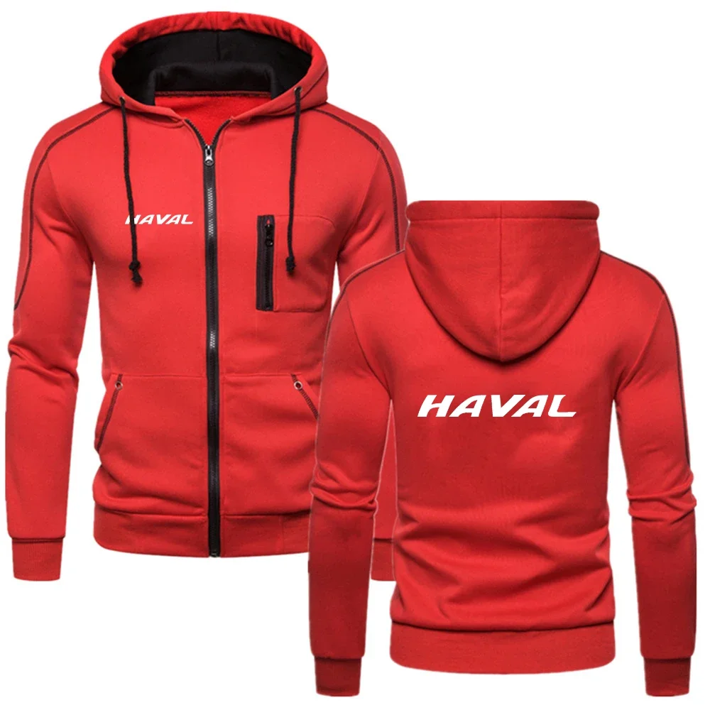 

HAVAL 2024 Men Spring and Autumn New Printing Solid Color Zipper Hoodies Long Sleeves Fashion Casual Coats Tops