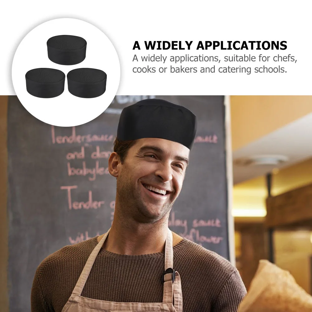 3Pcs Breathable Black Chef Caps Adjustable Mesh Kitchen Cooking Working Hats for Bakers Cooks Chef Caps Mesh Working Cap