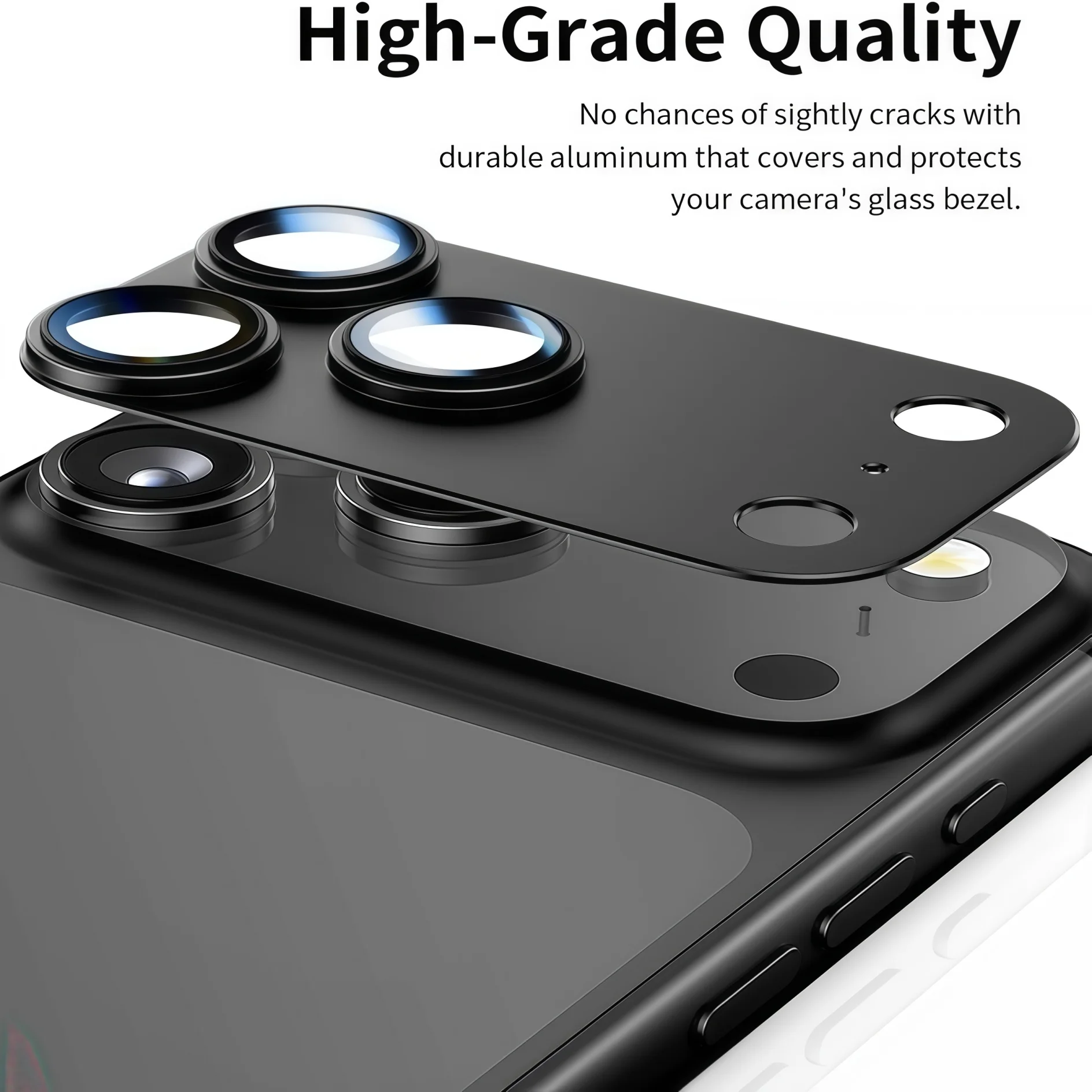 

For IPhone 17Pro Max Camera Lens Protector Metal Aluminum Alloy Tempered Glass Camera Screen Protector,BlackTitanium