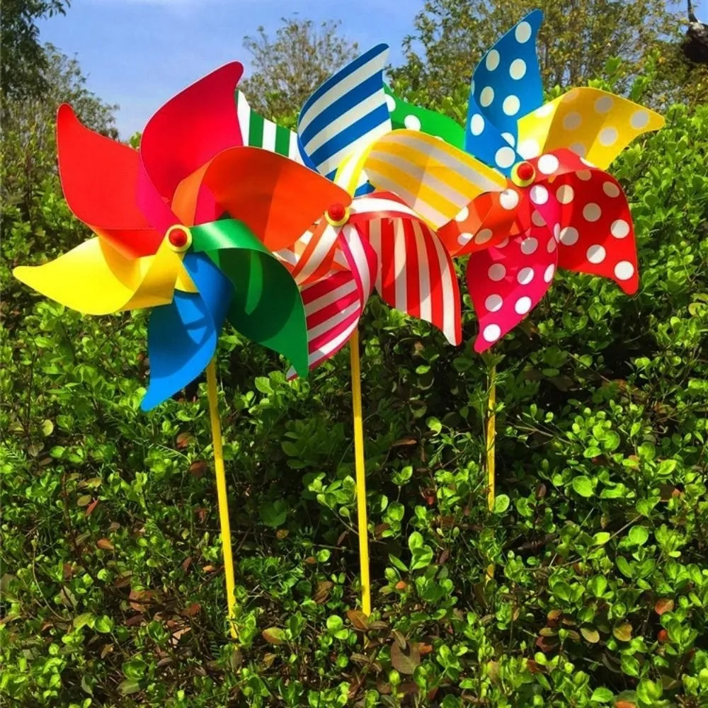 2pcs 30cm Six Leaf Pinwheel Windmill PVC Festival Gift Wind Spinner Outdoor Children's Toys Colorful Wind Windmill