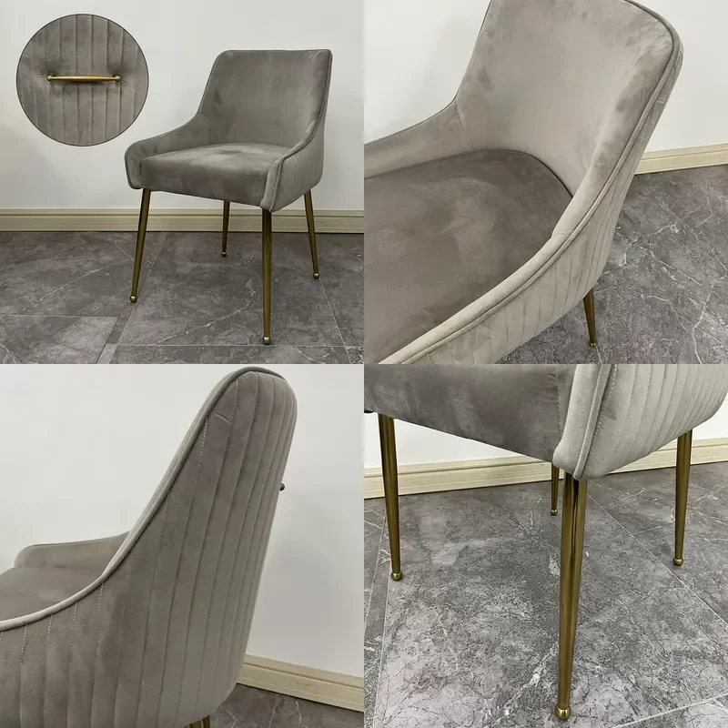 Stainless Steel Flannel Back Dining Chair for Household Living Room Restaurant Hotel Makeup Stool Batch Custom Chairs