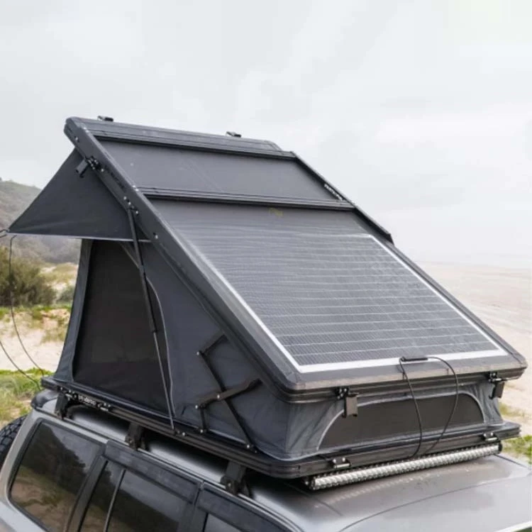 4x4 4WD großes 4-Personen-Campingzelt, elektrisches Hartschalen-Dachzelt mit Sonnendach, Schuhtasche, Baumwoll-Hartschalen-Dachzelt