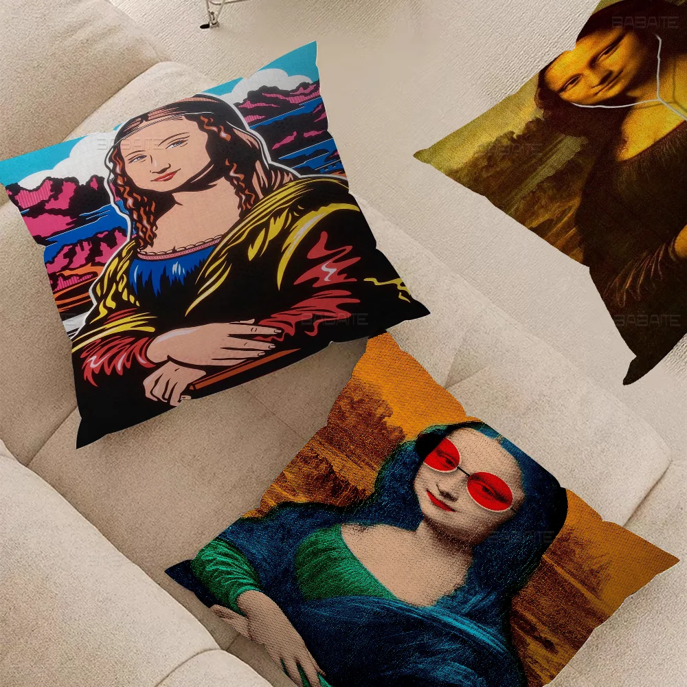 Mona Lisa Funny Pillow Cushion Cover Pillowcase Living Room Sofa Home Decor Customized