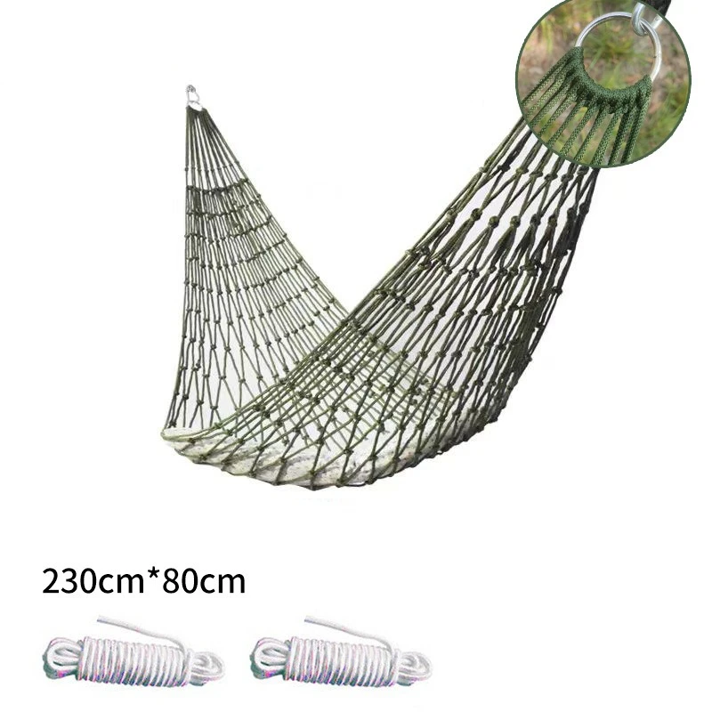 Outdoor Hand Knitted Mesh Hammock With Thickened Rope Camping Swing Travel Hanging Bed Wholesale