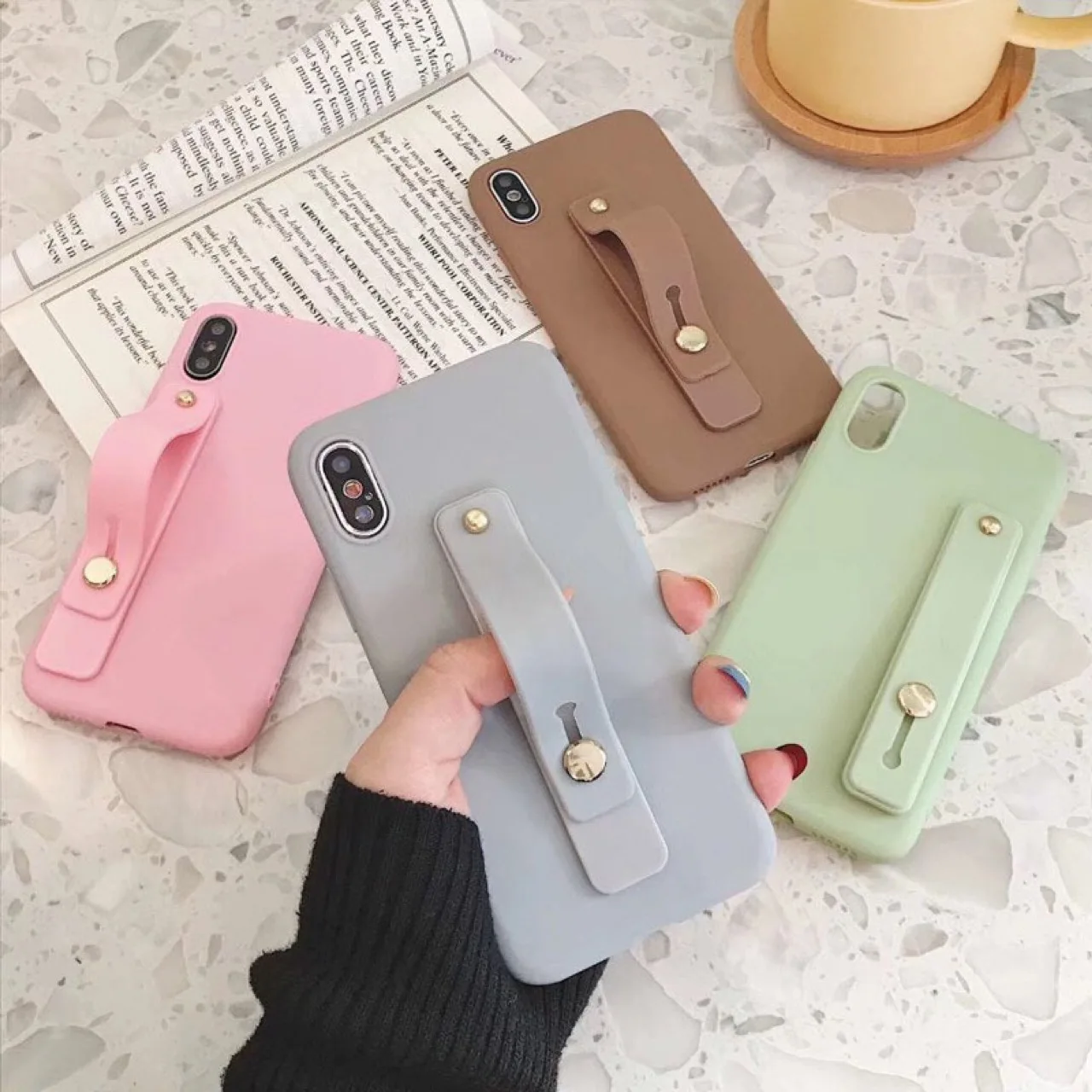 Wrist Band Hand Band Finger Grip Mobile Phone Holder Stand Push Pull Universal Plain Color Phone Socket Holder for iPhone Xiaomi - view 6