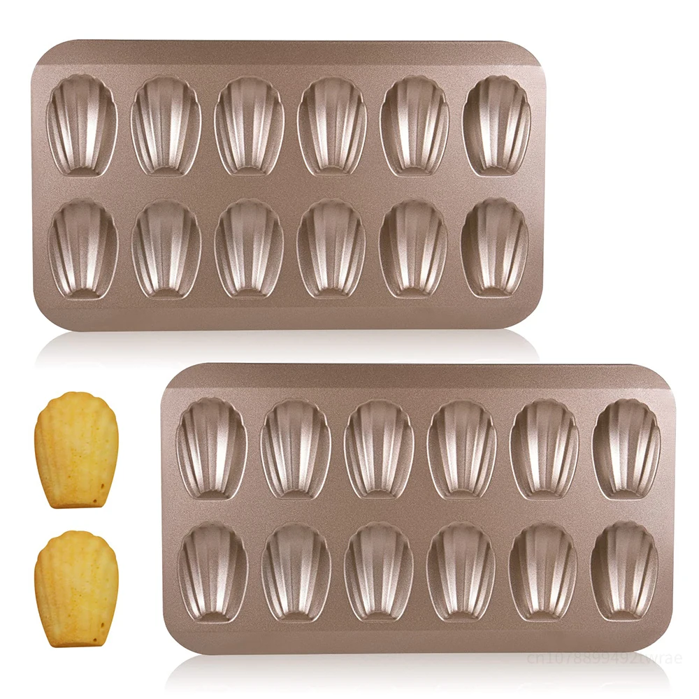 

12 Cup Non-Stick Madeleine Baking Pan Carbon Steel Cake Cookie Mold Chocolate Baking Tray Biscuit Bread Mold Baking Accessories