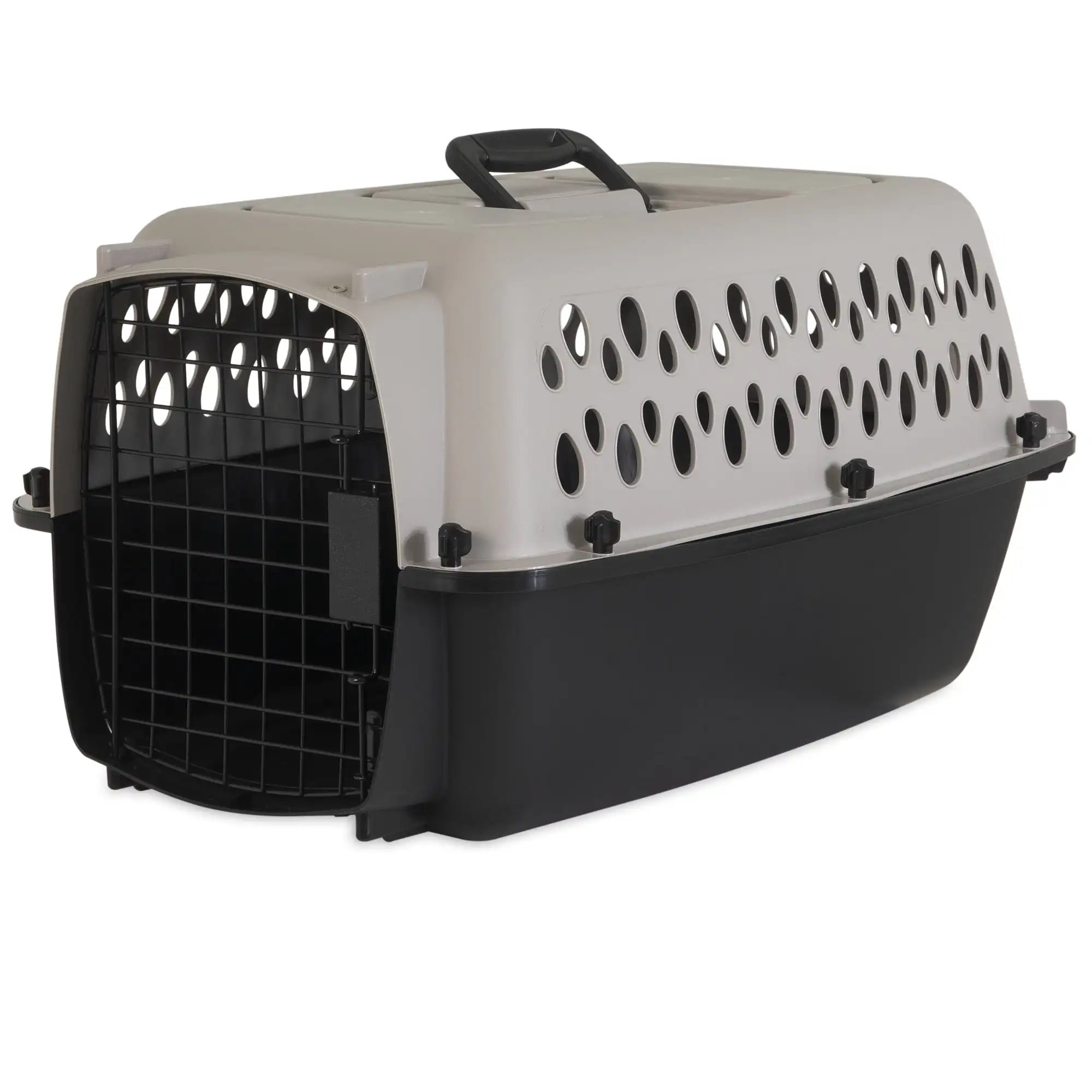 

Vibrant Life Pet Kennel Small 23" Dog Crate, Plastic Travel Carrier for Pets up to 15 lb, Grey