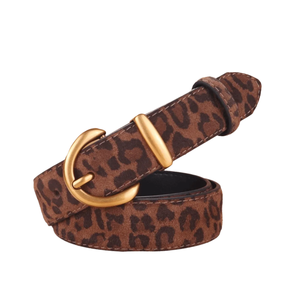 Retro Leopard Print Waist Belt Needle Buckle Adjustable Fashion Belt Gold/Silver Buckle Women's Belt Jeans Dresses