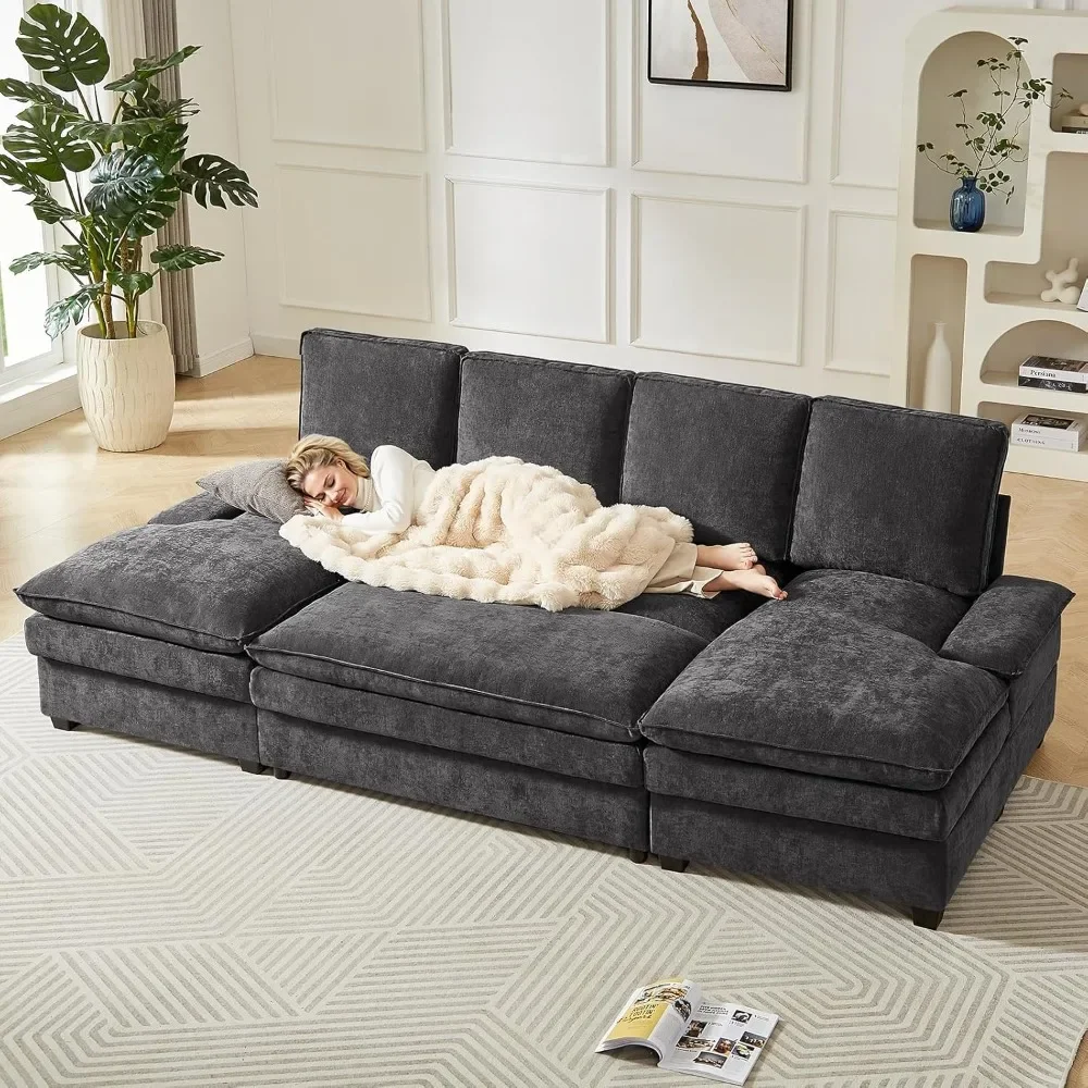 

Sectional Couches for Living Room, with Dual Chaise & Charging Ports, with Dual Layer Cushions