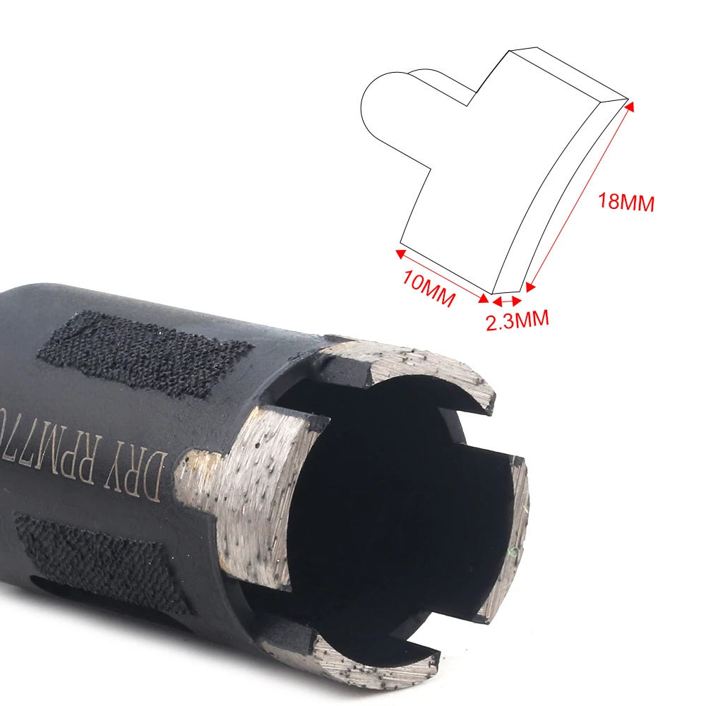 Casaverde 1Pc Dry Drilling 1-3/8\'\' 35mm Diamond Drill Bits for Dry Drilling Stone with Vacuum Brazed Outside Protection