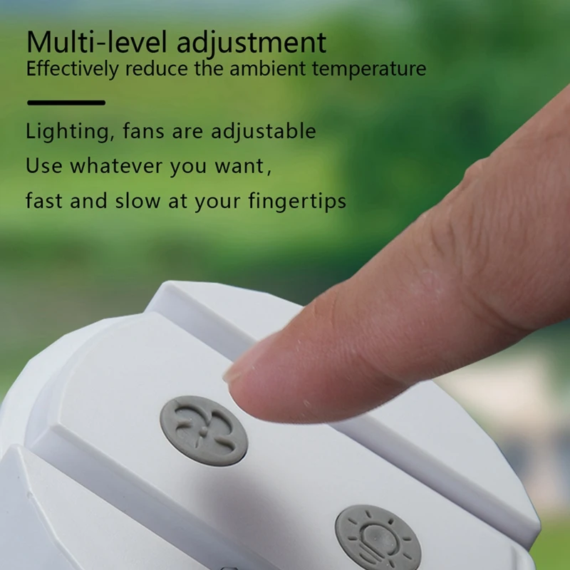 TKOH-Camping Fan Light Rechargeable Fan USB Powered Fan With Light &Hook Tent Fan For Camping Fan Multifunctional Table Fan