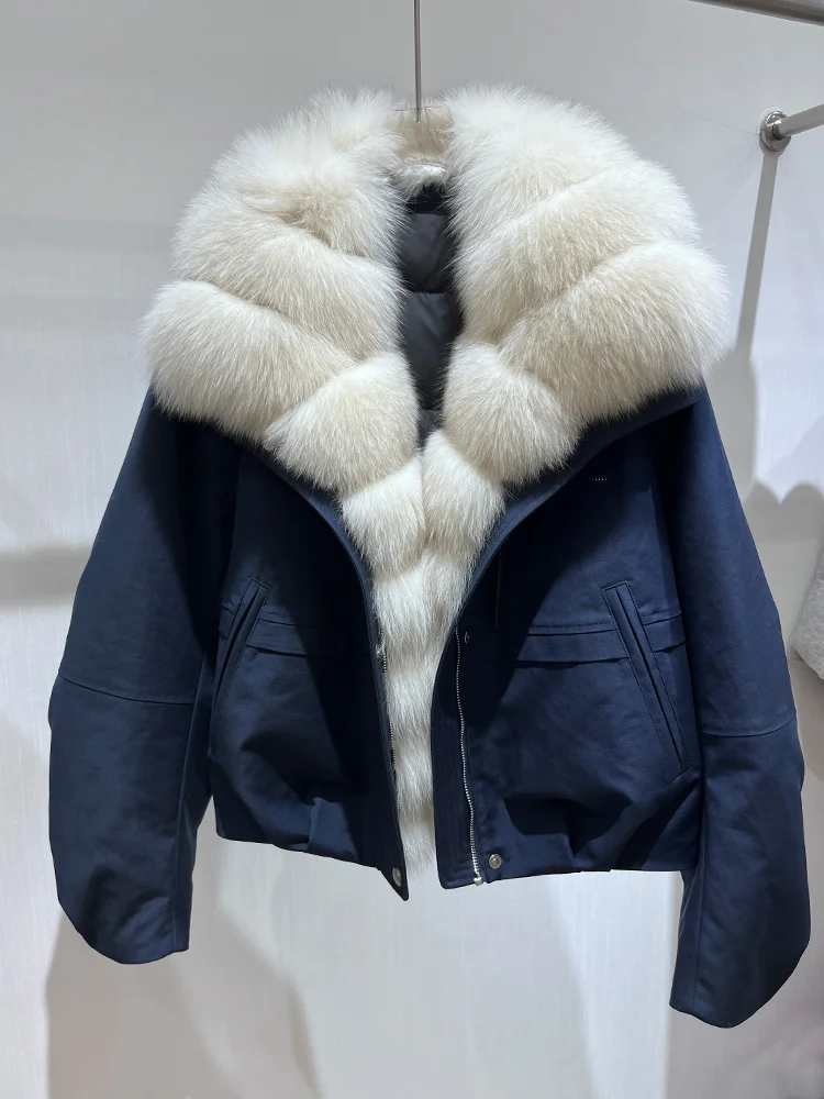 2025 mode hiver doudoune d'oie doudoune véritable col de fourrure de renard épais femmes chaud Parka manteau de luxe vêtements d'extérieur femme