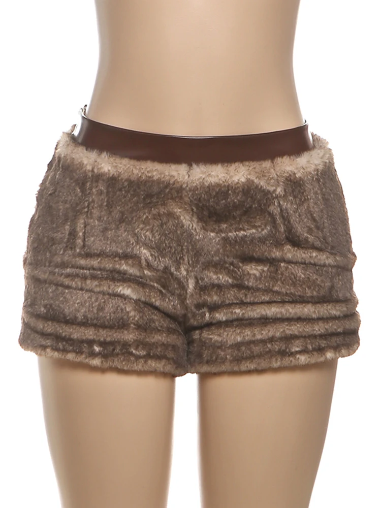 Sisterlinda البرية هوتي السراويل النساء الشتاء الاتجاه فروي بولي Patchwork المرقعة البريدي بسيط مثير الشرير تمتد نحيل الشارع كلوبوير القاع