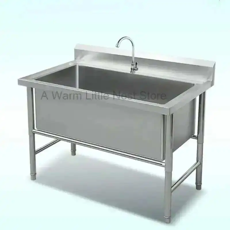 

Thicken Deepen Large Sink for Restaurant Floor Commercial Stainless Steel Kitchen Sinks Single Washing Sink Kitchen Accessories