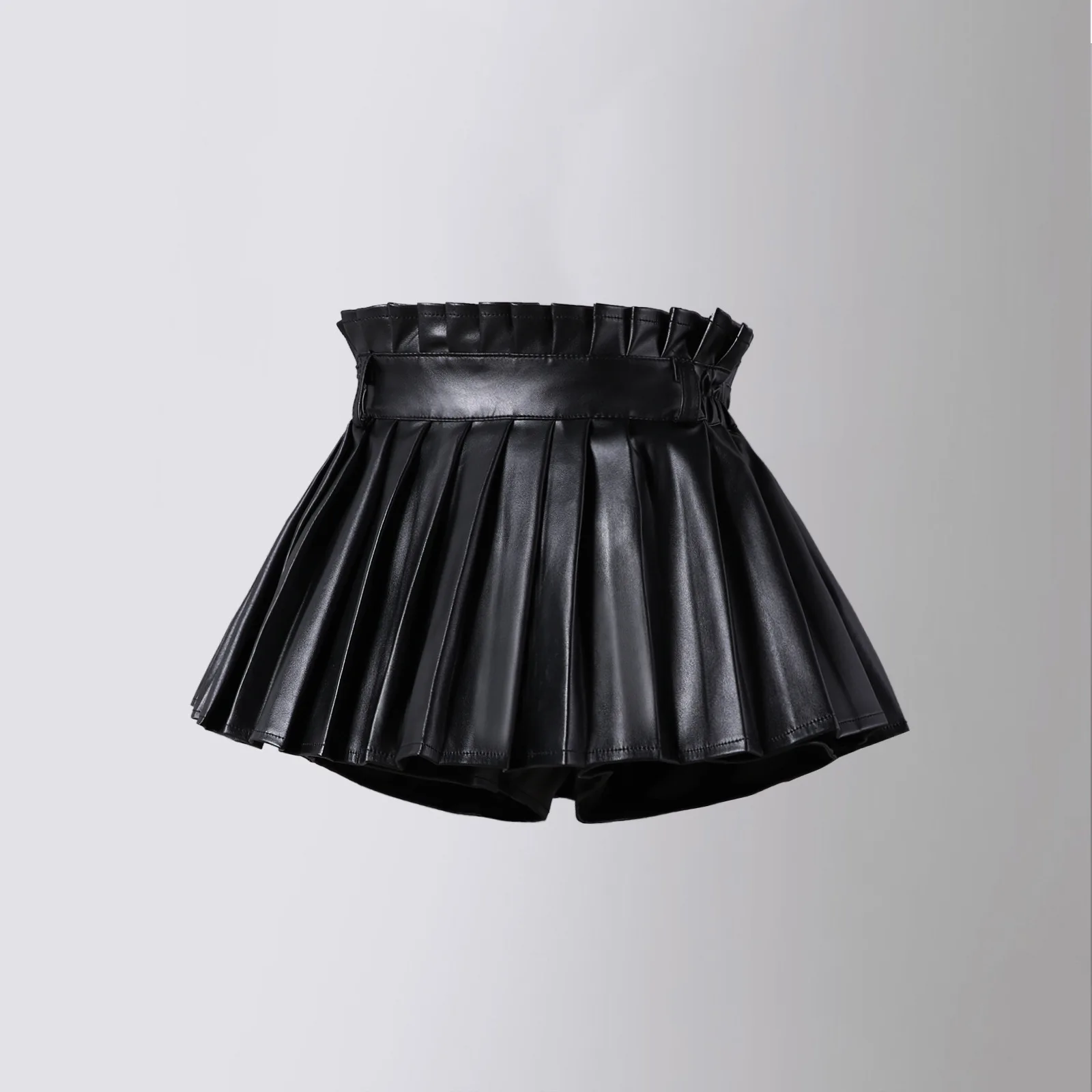 Girls Summer Short PU Leather Skirt 2024 Autumn High Waist Pleated Skirt for Children Fashion Casual School Teenage Kids Skirt