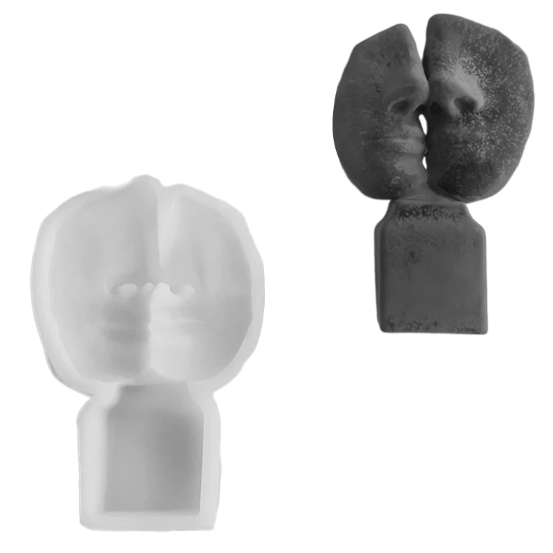 Y1UB Silicone Mold Realistic Sculptures Moulds Face Portraits Moulds Silicone Material Lovers Kiss Soap Moulds for DIY