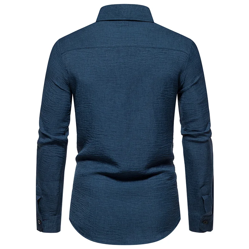 Camisas lisas de manga larga para hombre, camisa informal con botones de alta calidad, suave y transpirable, para ocio diario, novedad de otoño, 2023