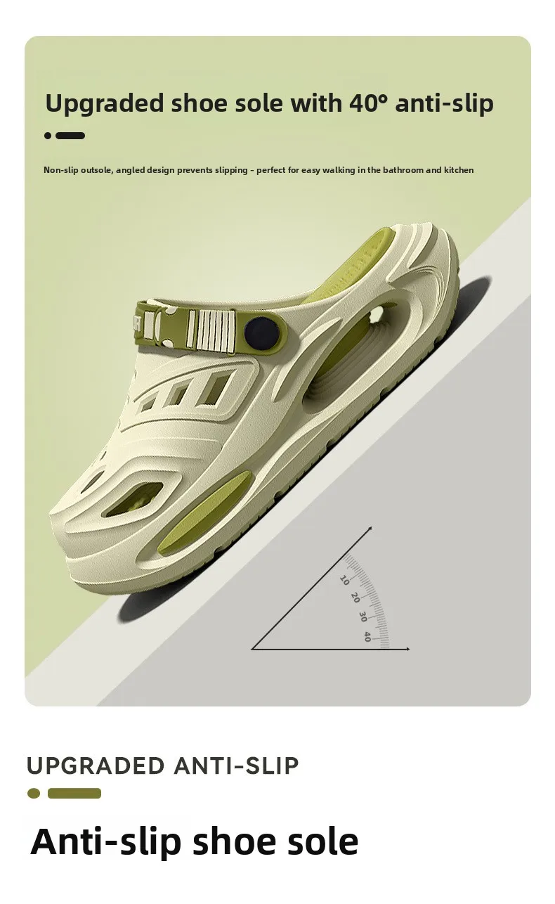 Sommer Herren Outdoor-Slipper mit dicker Sohle, rutschfeste Clog-Schuhe, verschleißfest, geruchsabweisend, zweifach tragbar – Detail 9