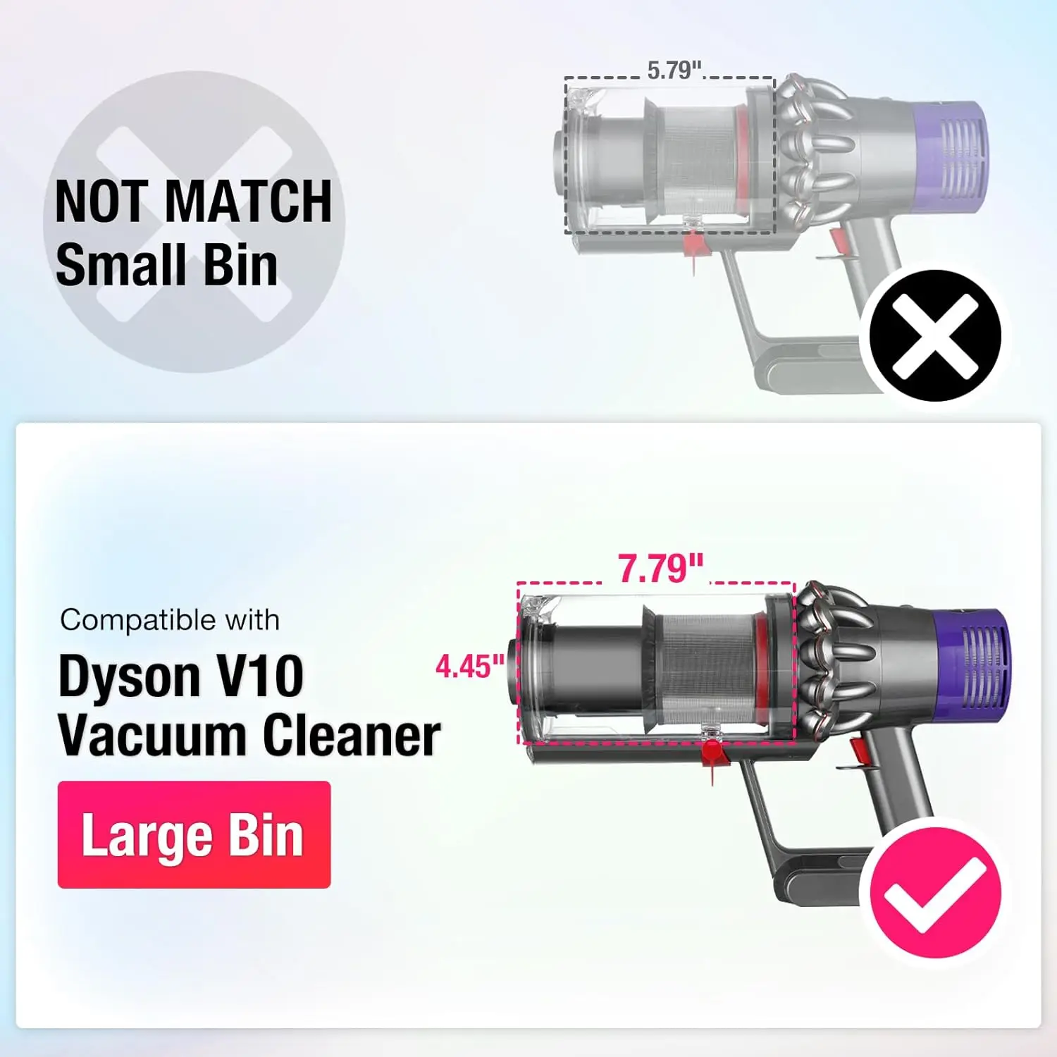 Vacuum Cleaner Canister For Dyson V10 SV12 , Large Cordless Cleaner Canister Dust Clear Bin Bucket Replacement 969509-01