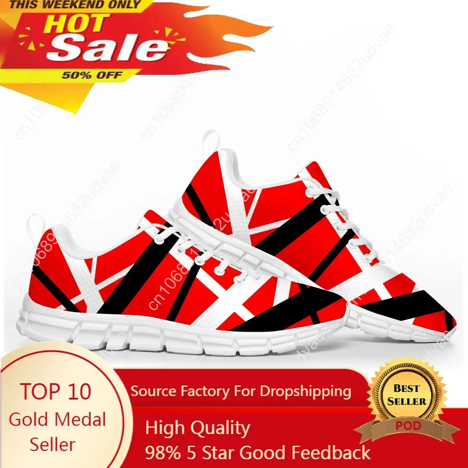 Van Halen 5150 Stripe Metal Rock Band Sports Shoes Mens Womens Teenager Sneakers Custom High Quality Couple Shoes