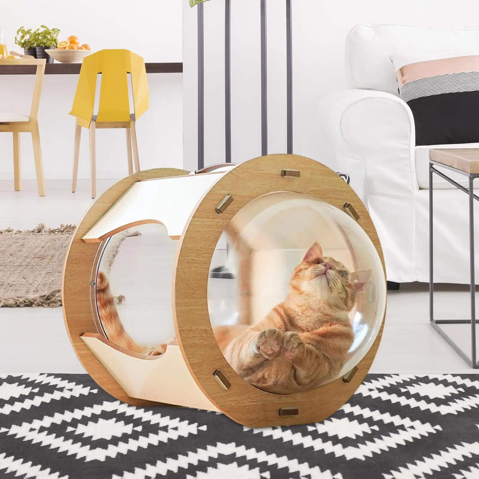 Portable Spaceship Shaped Cat Bed with scratch post Removable