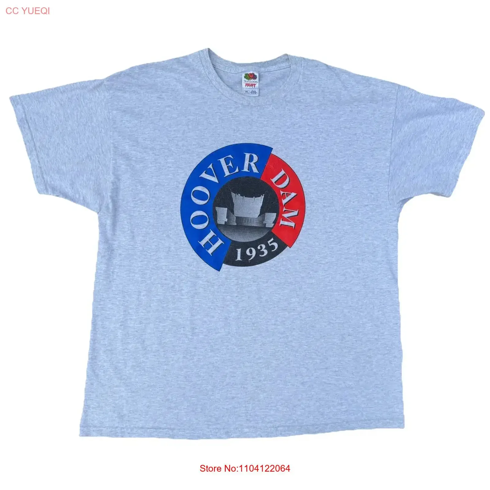 Camiseta VTG de los años 90 con diseño de Hoover Dam, talla 2XL, color gris, recuerdo del río Colorado, estilo vintage, unisex, versátil, para hombre.