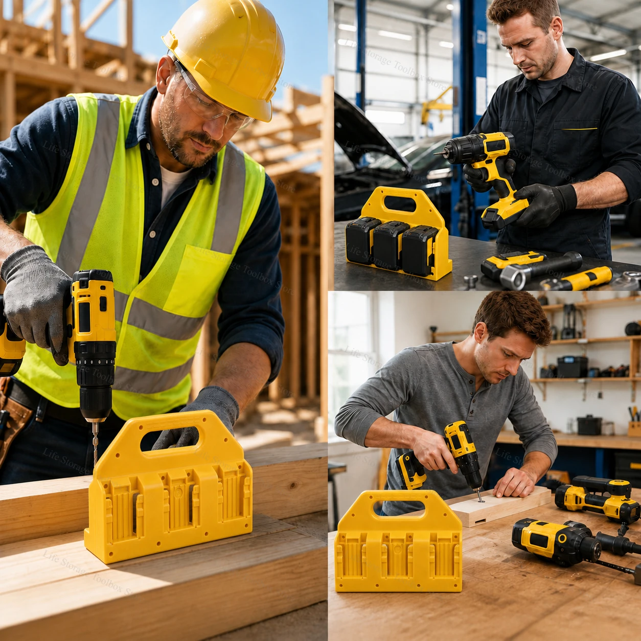 6Slot Storage Box for Dewalt 18V & 20V Lithium Battery-Batteries Case Storage Organizer Rack Portable Battery Caddy with Handle