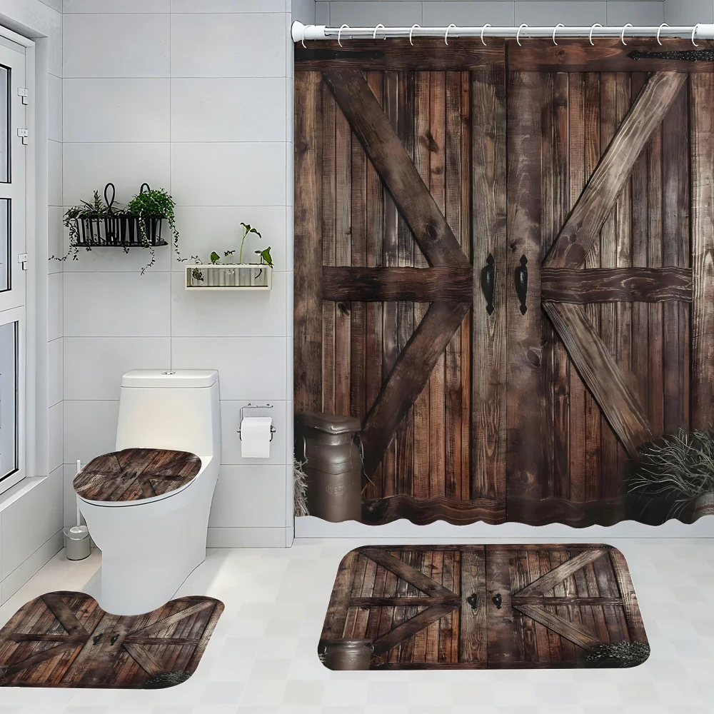 

Ancient-style bathroom Four-piece Set - Avant-garde waterproof shower curtain, creating a complete bathroom kit