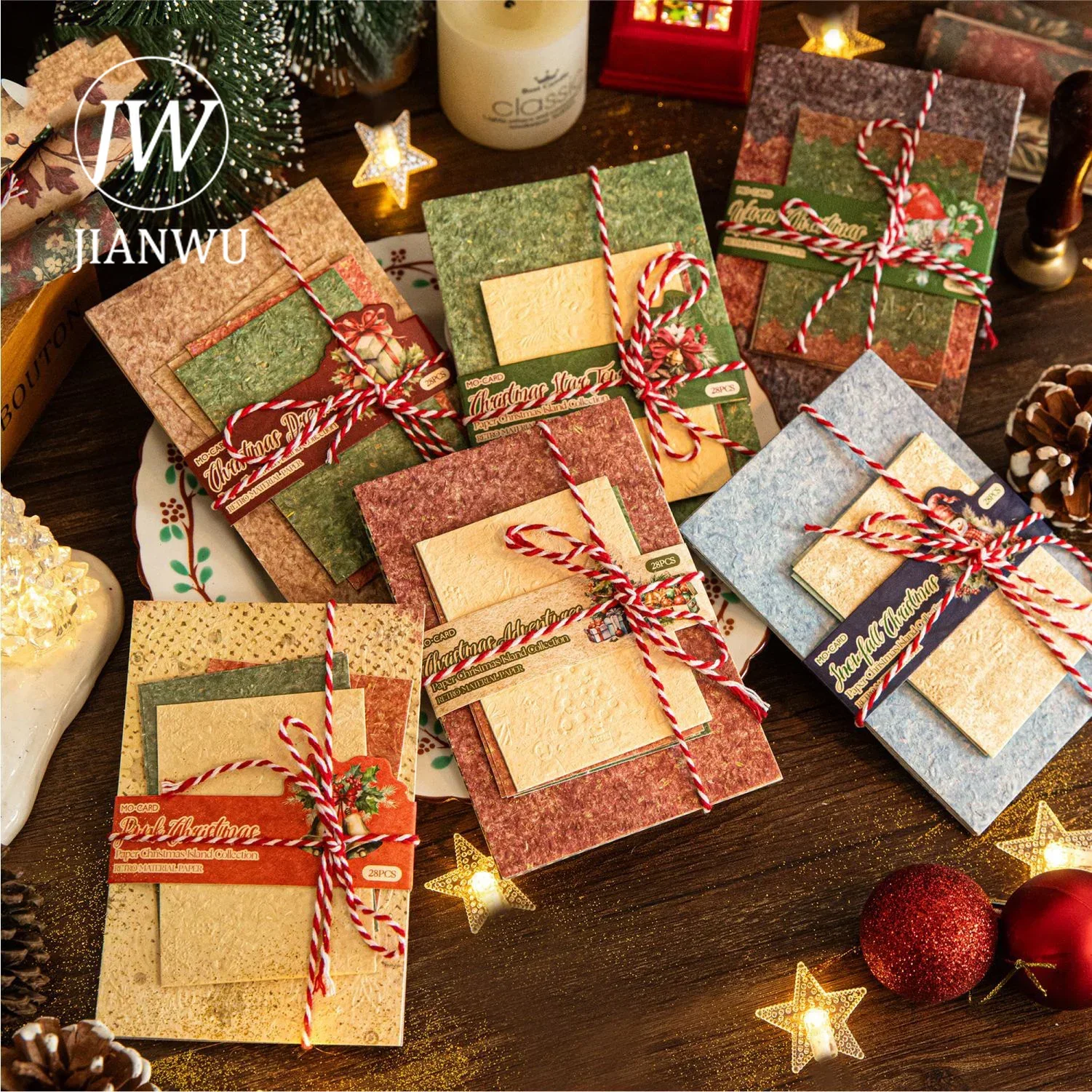 JIANWU Paper Christmas Island Series Vintage Relief Landscaping Material Paper Creative DIY Journal Collage Stationery