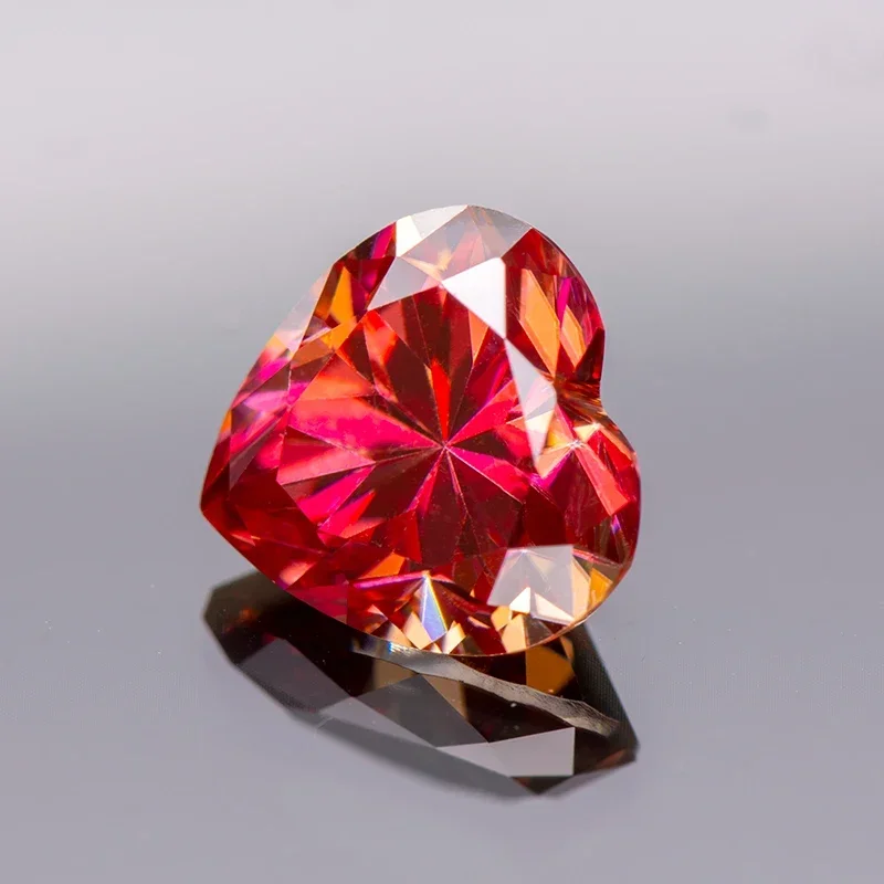 Moissanite Diamond Watermelon Red Color Heart Cut Lab Created Gemstone For Jewelry Making Materials With GRA Certificate