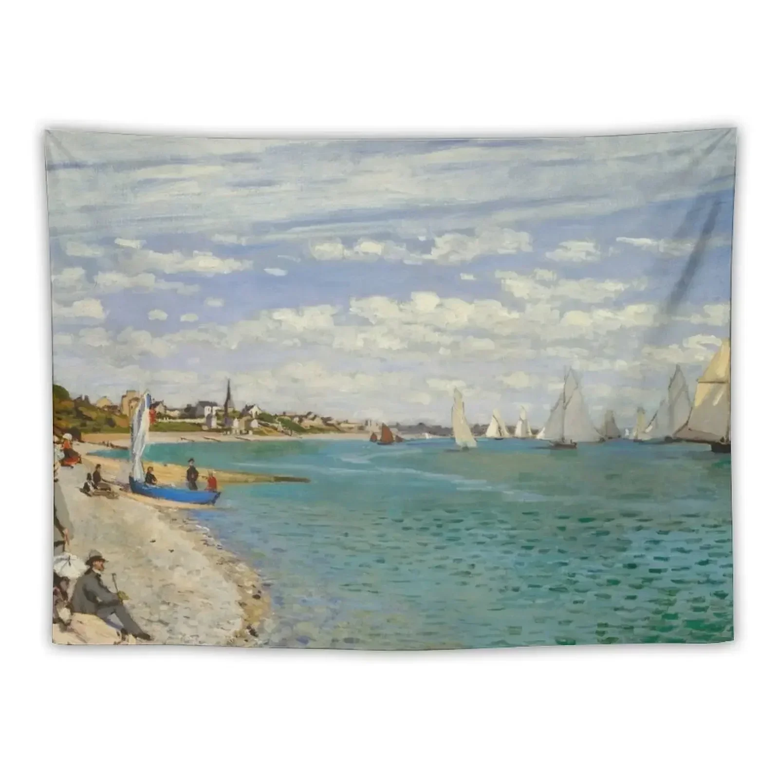 Impressionist Art Regatta at Sainte-Adresse (1867) by Claude Monet Tapestry Wall Art Hanging Wall Wallpaper Tapestry