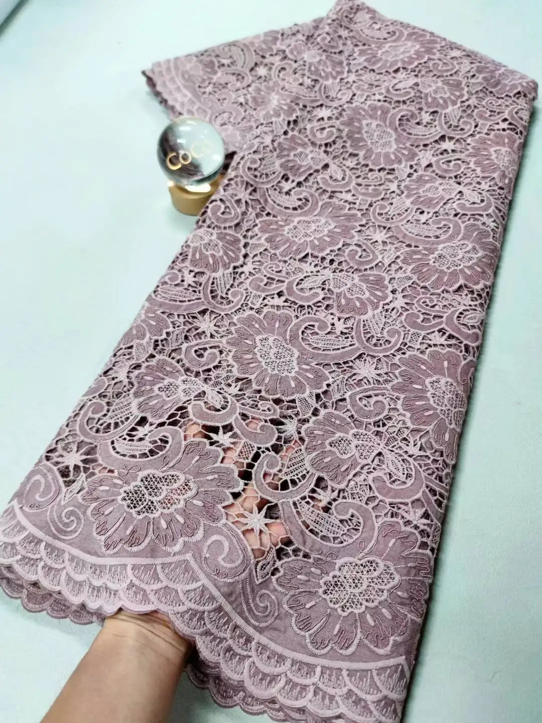 

African Nigerian Tulle Lace (5Yards) Beaded French Guipure with Sequins Embroidery for Party Gown&Wedding Dress , Bridal Fabric