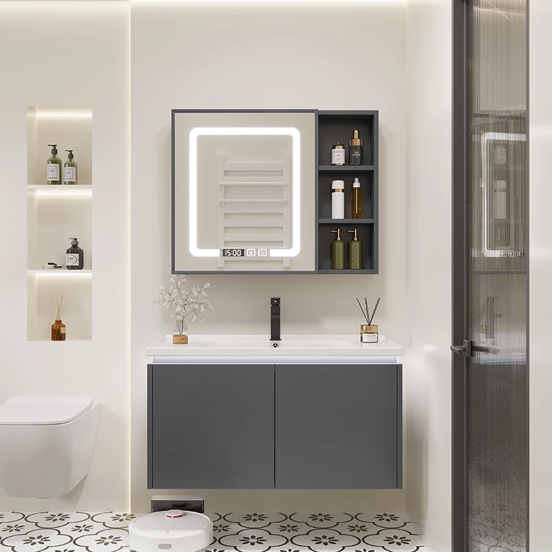 Thickened space honeycomb aluminum bathroom cabinet combination ceramic integrated wash basin