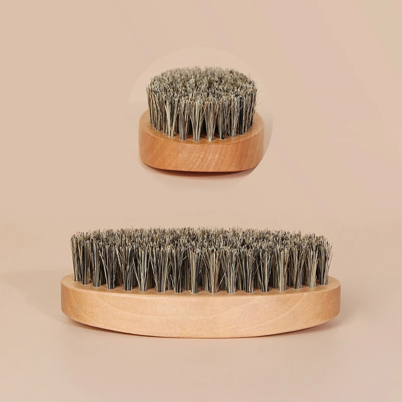 1PC Facial Cleaning Mustache Tools Eco Friendly Boar Bristle Men's Shaving Brush Portable Barber Natural Beard Brush