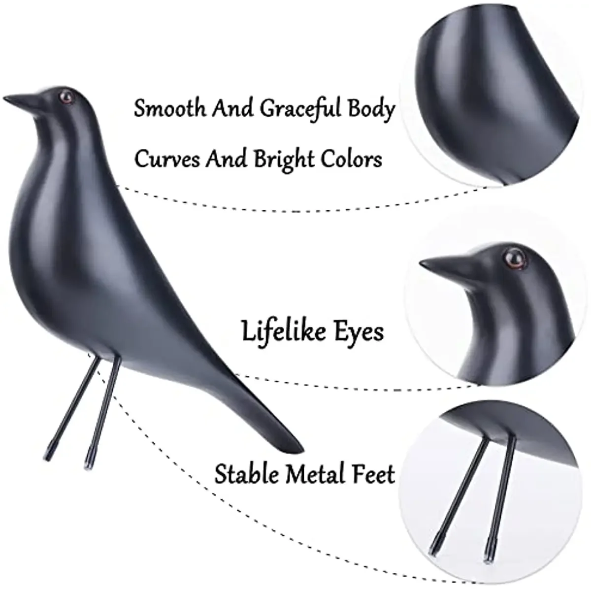 Eames Bird Figurine Resin Bird Statue Sculpture Modern Minimalist Bird Decorative Ornaments for Living Room Bedroom Office Decor