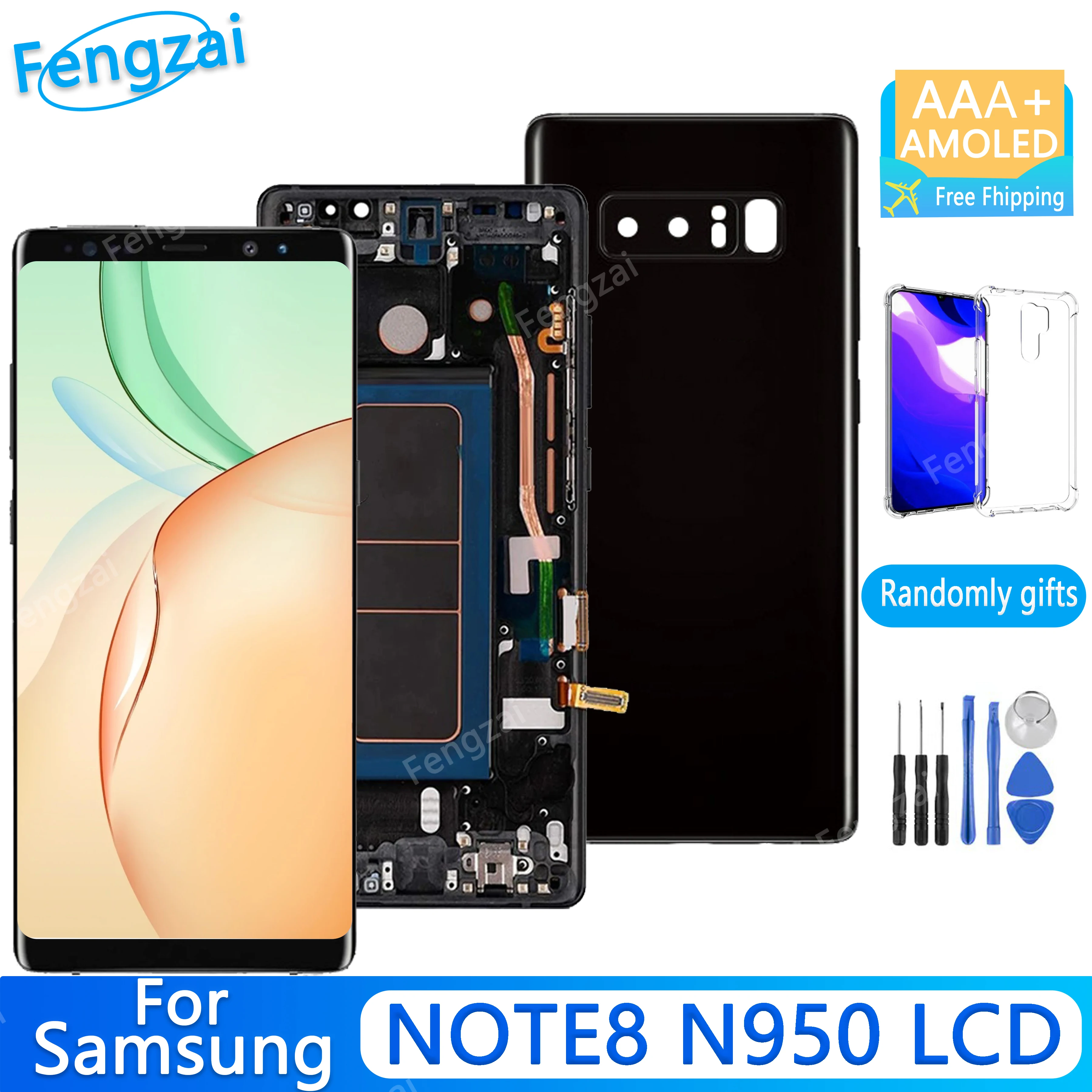 

6.3'' Super Amoled Lcd For Samsung Galaxy Note 8 Screen Sm-n950 N9500 N950f N950u Touch Display Replacement Free Back Cover