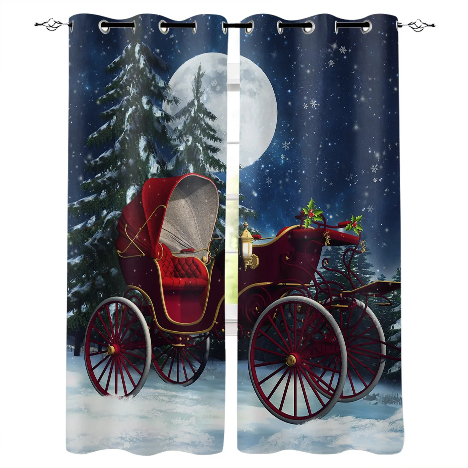 Santa Claus Christmas Blackout Curtains Bedroom Living Room Kitchen Drapes Window Treatments Xmas Navidad Natal Home Decoration