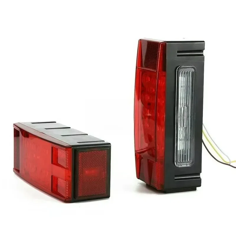 2PCS 12V for Camper Truck RV Boat Turn Tail License Lights Rectangular Submersible LED Trailer Light Super Bright Brake Stop
