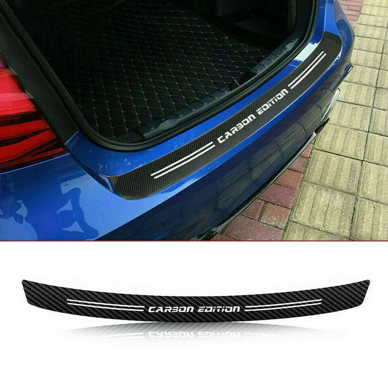 

100cm 4D Carbon Fiber Car Rear Trunk Bumper Sticker Guard Pad Scuff Protective Sill Anti-Scratch Cover Decal Strip Accessories