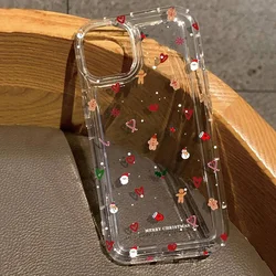 Christmas Candy Sticks Gingerbread Printed Clear Case For iPhone 16 15 14 13 12 11 Pro Max XS X XR 7 8 Plus SE Soft Bumper Cover
