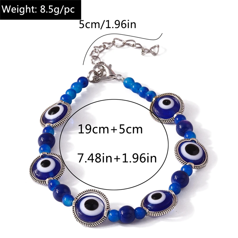 Fashion Blue Evil Eye Handmade Beads Bracelet for Women Girls Party Festival Jewelry Gifts