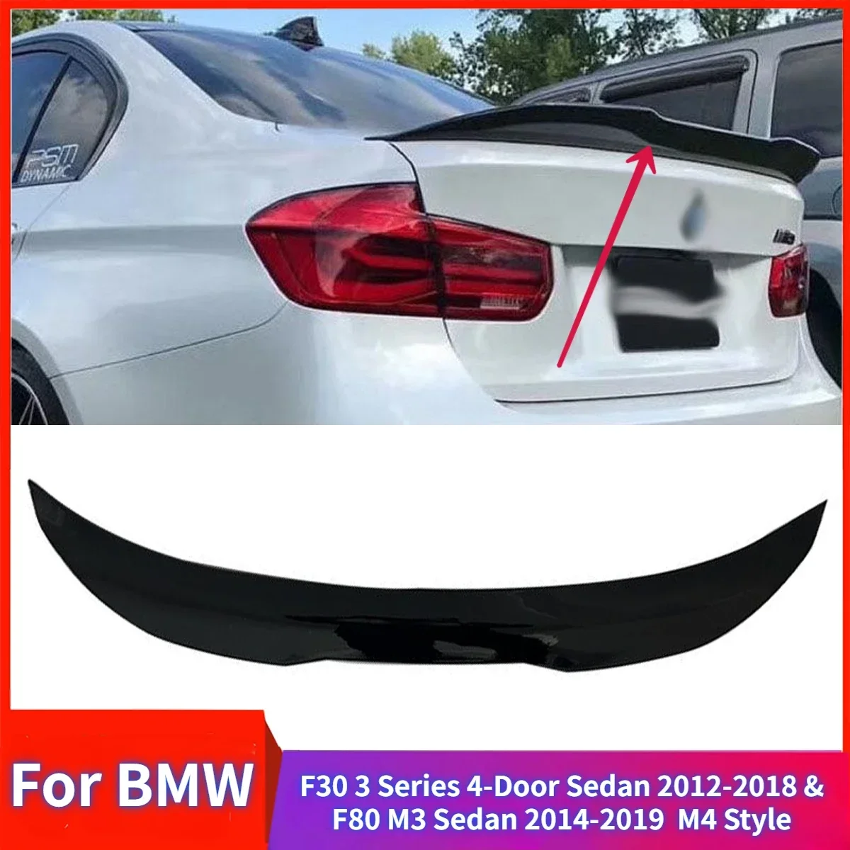 

Car Rear Trunk Spoiler Wing Boot Lip For BMW F30 3 Series 4-Door Sedan 2012-2018 & F80 M3 Sedan 2014-2019 M4 Style Car Styling