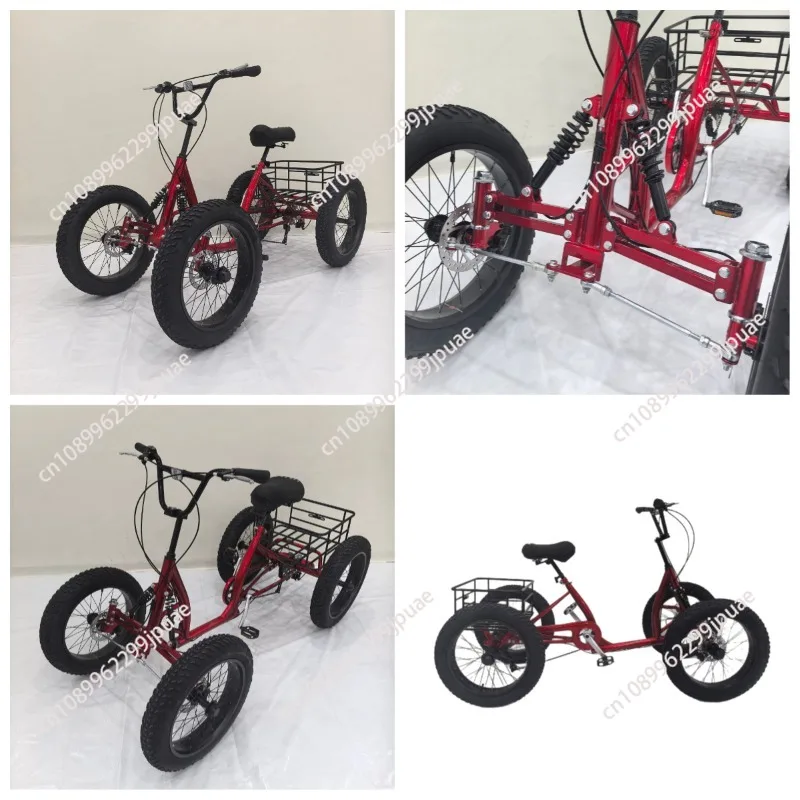 20inch cargo bike fat tire 4 wheel bicycle pedal four wheeler can be used as cargo for city travel with storage basket bicicleta