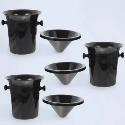 

3pcs Plastic Double Ears Round Wine Tasting Spittoon Ice Bucket Black Wine Cooler Beverage Tub Bar Cellar Party Exhibition