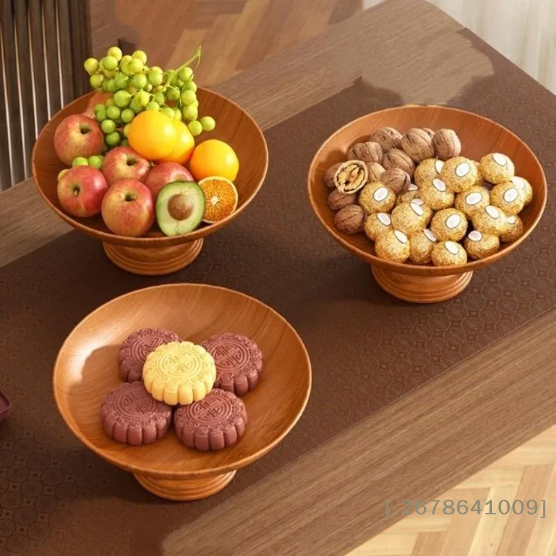 ⚑Nordic Retro Wood Snack Fruit Tray Detachable Fruit Plate High-Foot Plate Home Desktop Storage Rack