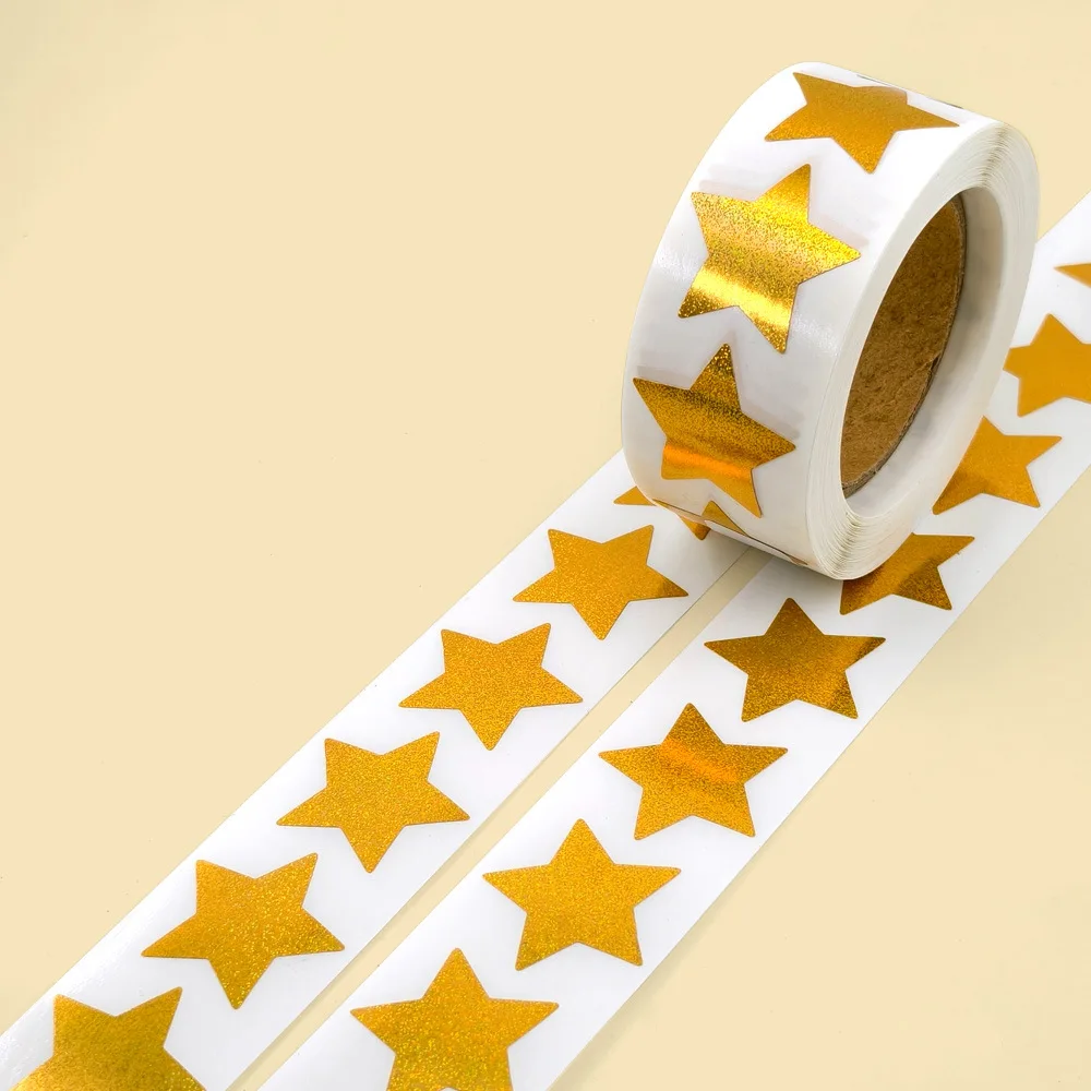 500 قطعة من ملصقات النجوم لمكافأة الأطفال، ملصقات نجوم ذهبية ثلاثية الأبعاد مقاس 1 بوصة لمخطط السلوك، مخطط الطلاب، فصول المدرسة #6