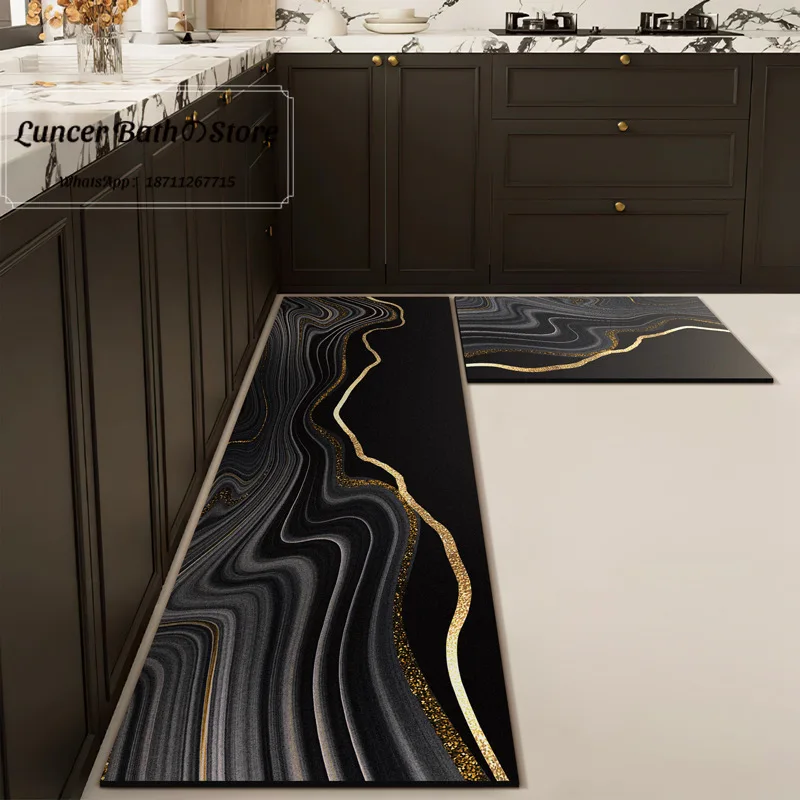 Light luxury and high sensory household water absorbing oil anti slip foot pad, anti fouling and easy maintenance