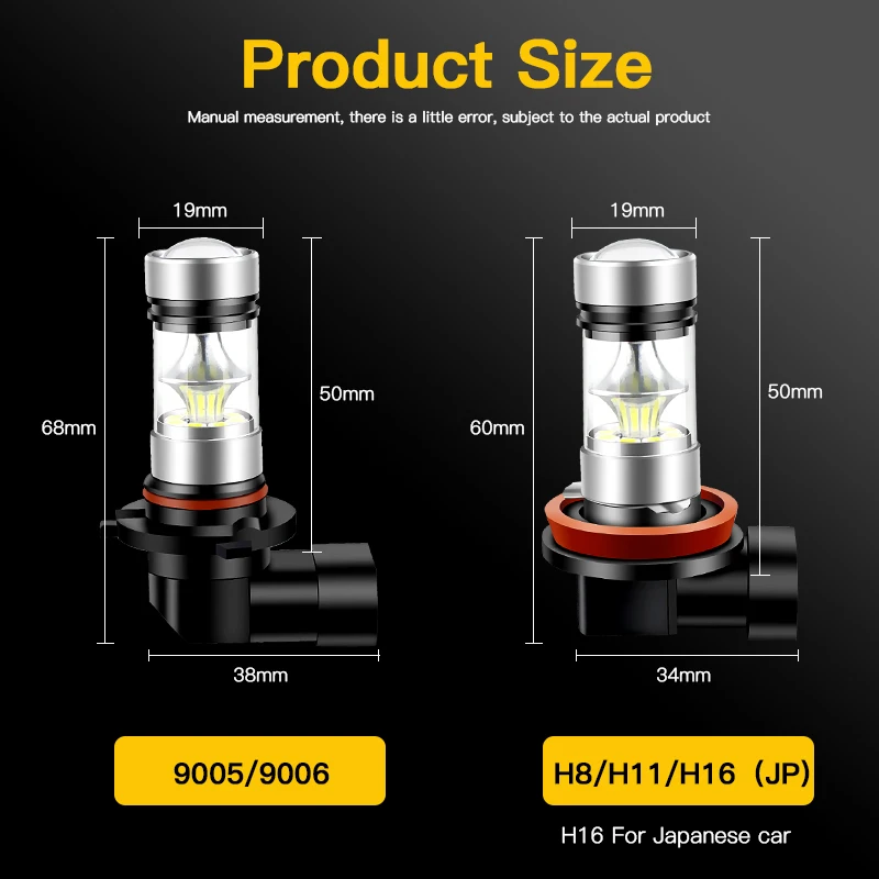 2pcs 12V LED 100W white H8 H11 H16(JP) Car Front Fog Light LED Lamp Bulb For Nissan Pathfinder 2005-2019 2006 2007 Car Accessory