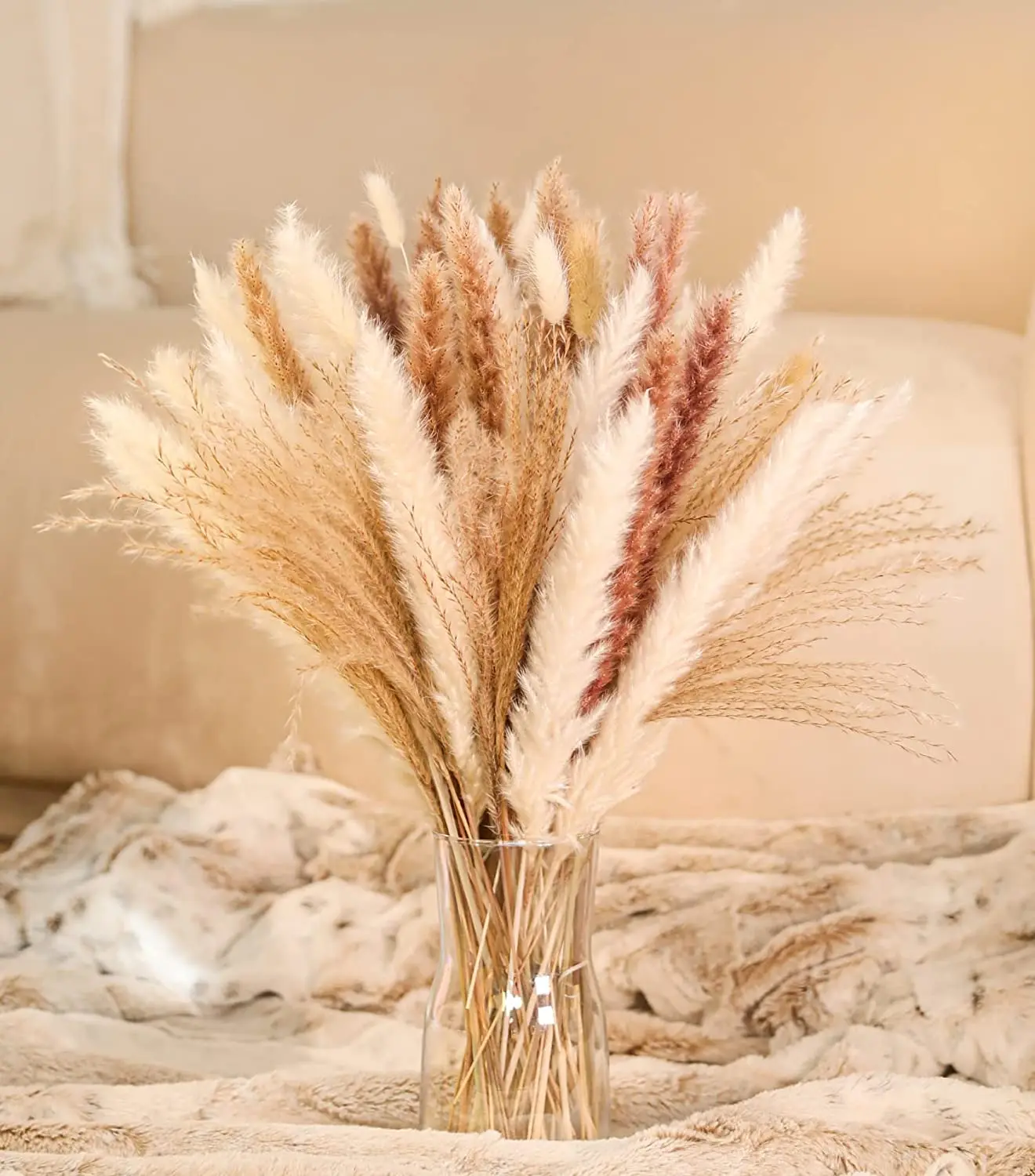 

Natural Dried Pampas Grass Fluffy Rabbit Tail Bohemian Style Home Room Decor Flower Bouquet Western Modern Bedroom Table Decor