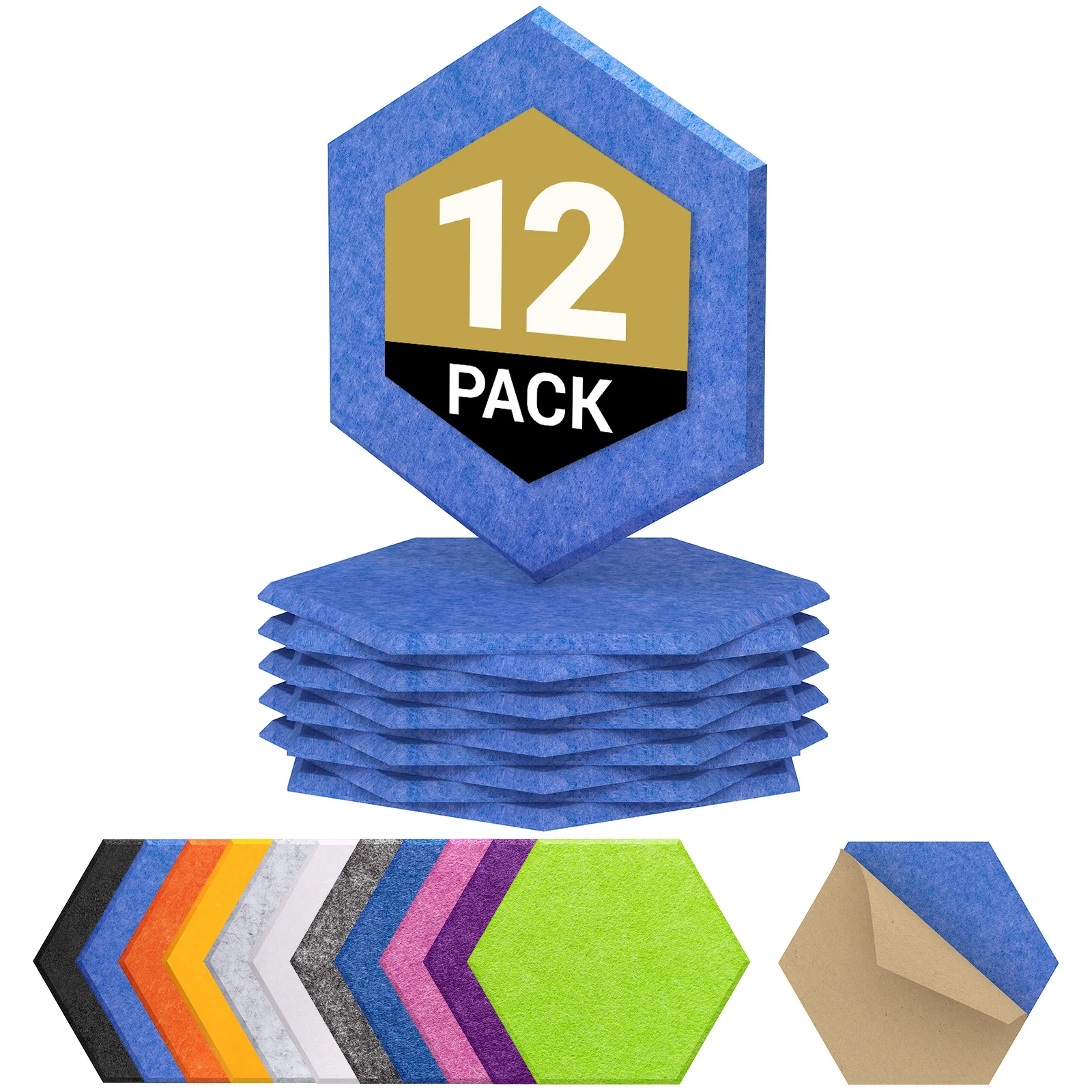 Sechseckige Akustikplatten, 12" x 10" x 0,4" hochdichte Schallschutzplatten, schalldämmende Isolierbehandlungsschaumplatte